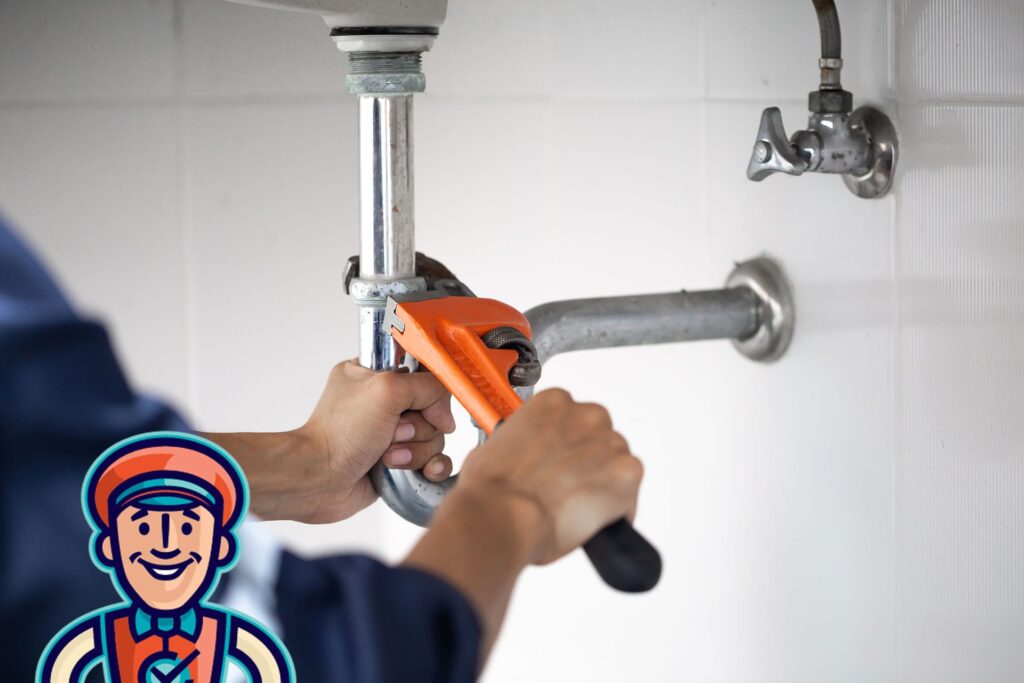 man repairing faucet