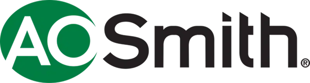 AO Smith company logo featuring a green circle with 'AO' and the 'Smith' wordmark in dark letters