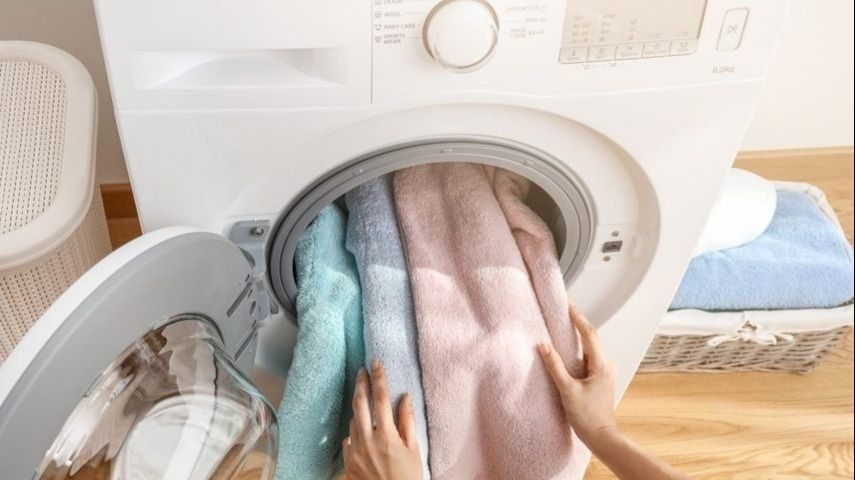 Soft, clean laundry washed with water softened by a home water softener system.